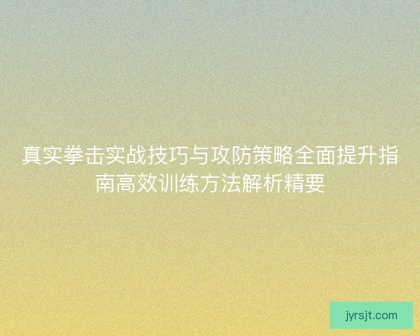 真实拳击实战技巧与攻防策略全面提升指南高效训练方法解析精要